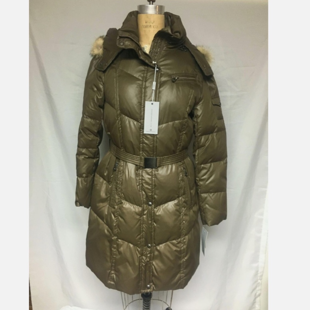 Andrew Marc "Telluride" Down Coat w/Coyote Fur Hood Bronze L, XL NWT $499